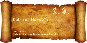 Kubina Horác névjegykártya